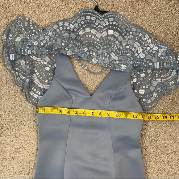 ASOS Design Embellished Cape Midi Scuba Dress Dusty‎ Blue 2 - Picture 12 of 14